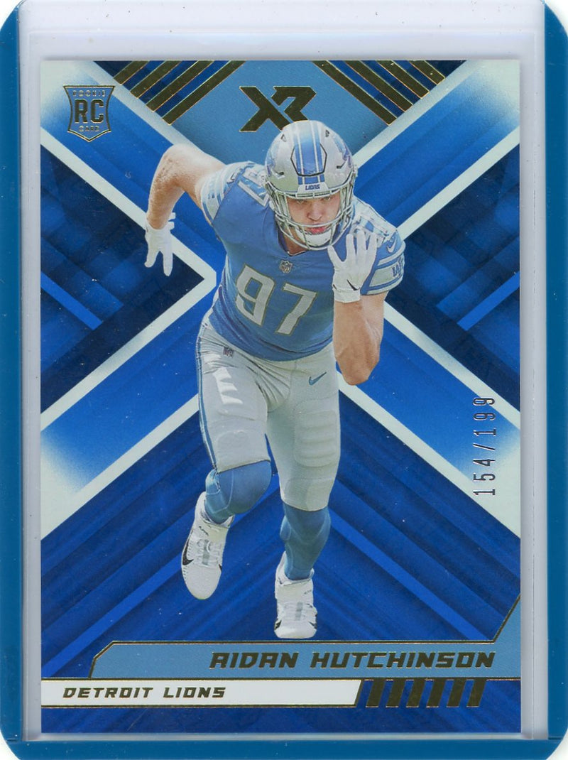 Aidan Hutchinson 2022 Panini XR blue foil rookie card 