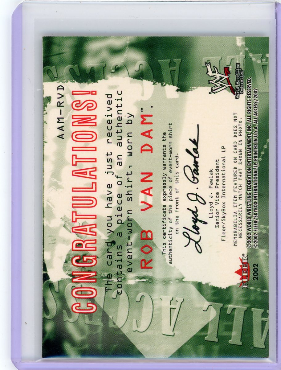 Rob Van Dam 2002 Fleer WWF All Access Relic