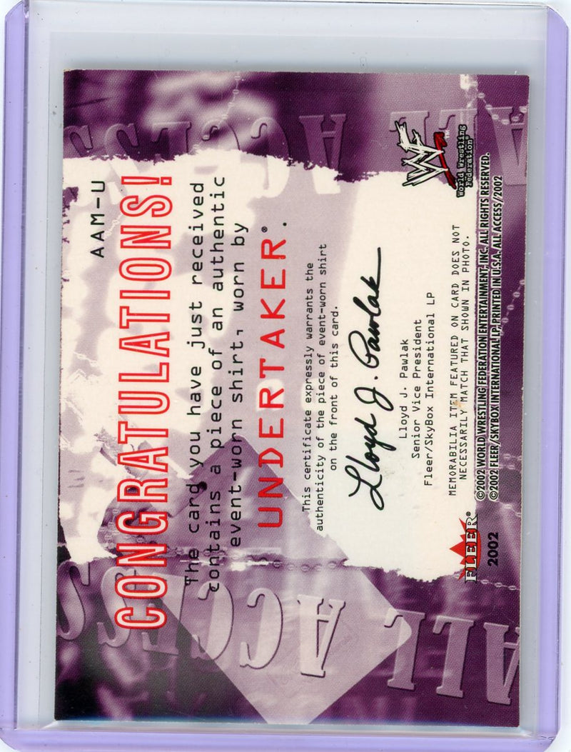 Undertaker 2002 Fleer WWF All Access Relic