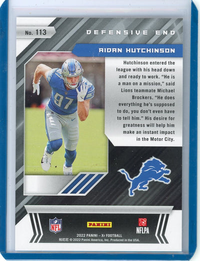 Aidan Hutchinson 2022 Panini XR blue foil rookie card #'d 154/199