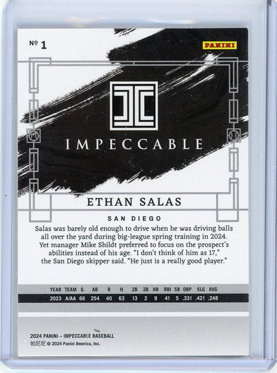 Ethan Salas 2024 Panini Impeccable silver #'d 09/25