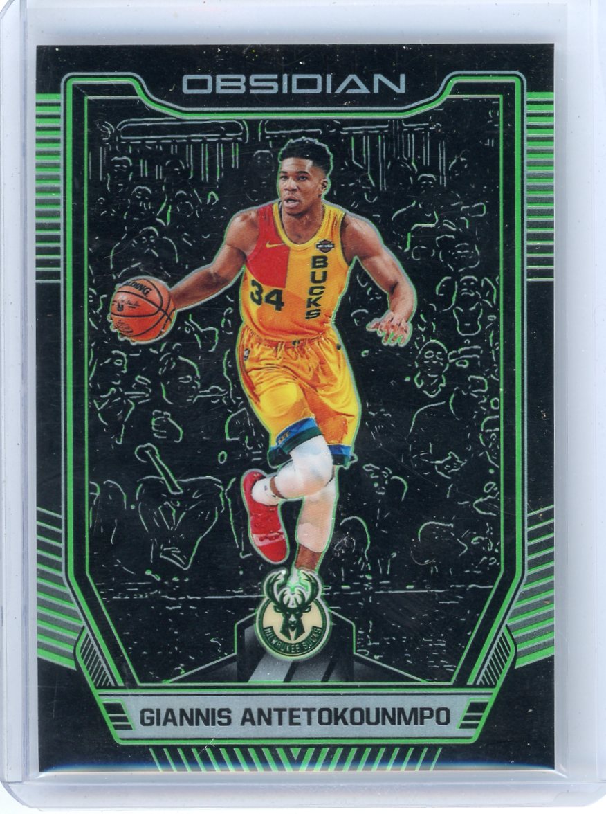 Giannis Antetokounmpo 2018-19 Panini Obsidian Electric Etch Green #'d 15/15