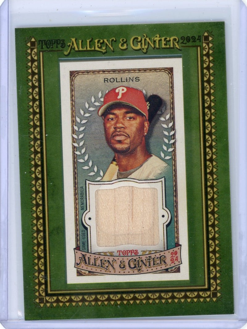 Jimmy Rollins 2024 Topps Allen & Ginter mini green framed game-used bat relic