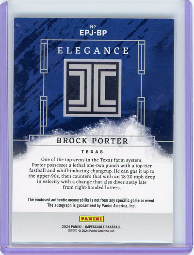 Brock Porter 2024 Panini Impeccable Elegance autograph relic #'d 33/99