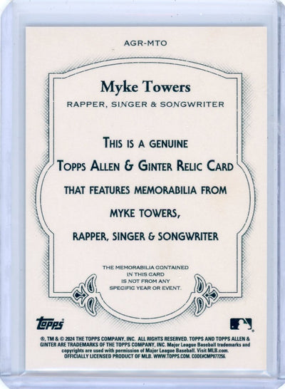 Myke Towers 2024 Topps Allen & Ginter subject-used relic