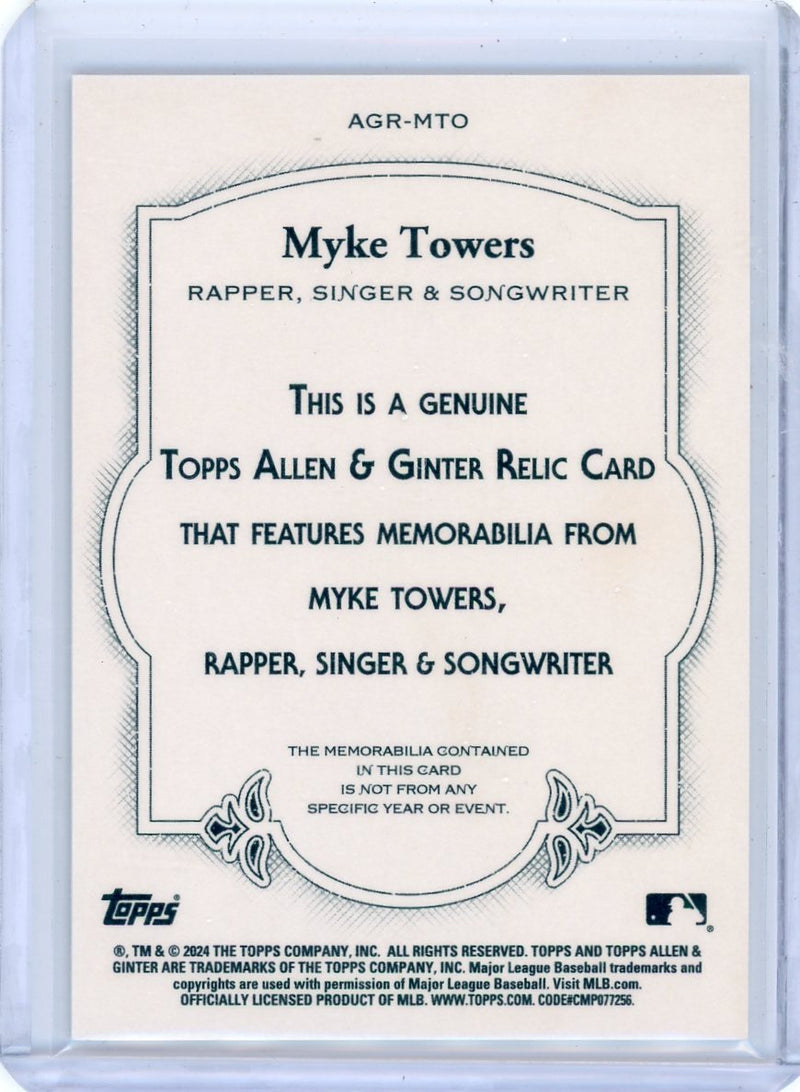 Myke Towers 2024 Topps Allen & Ginter subject-used relic