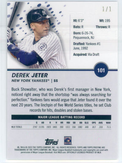 Derek Jeter 2023 Topps Pristine Superfractor 1/1 #101