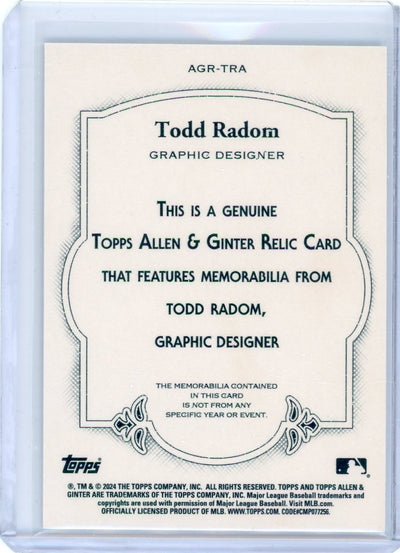 Todd Radom 2024 Topps Allen & Ginter subject-used relic