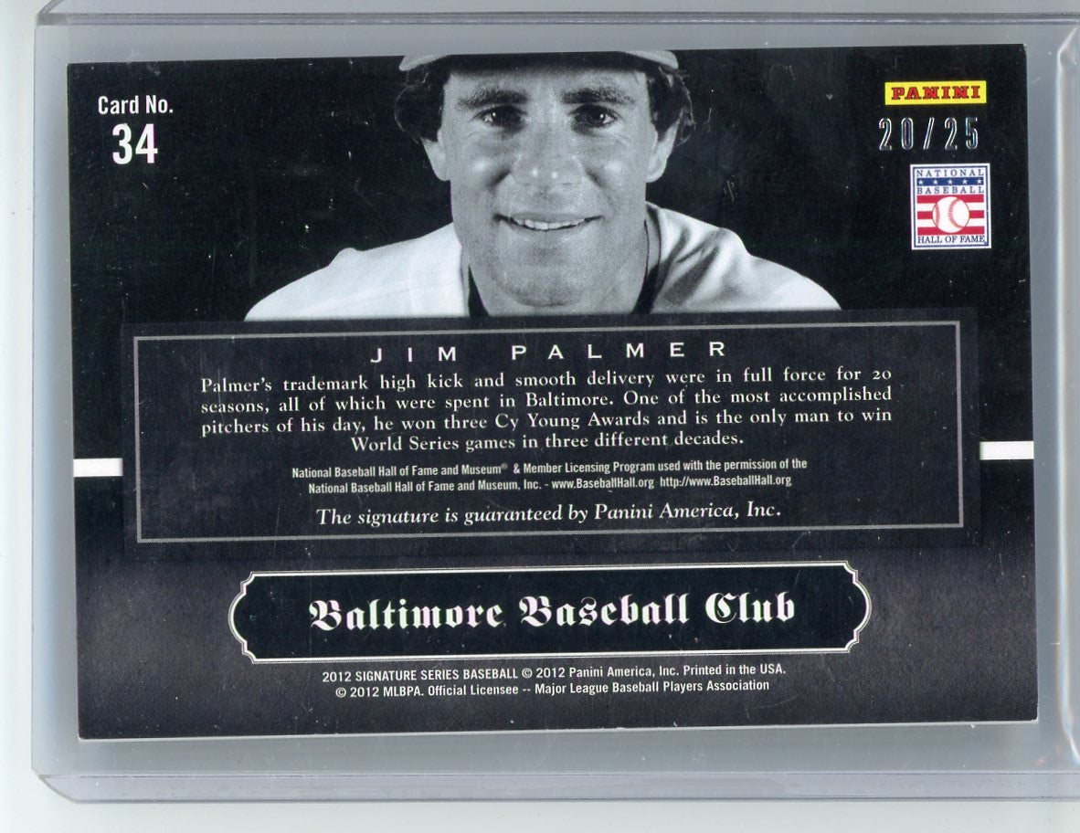 Jim Palmer 2012 Panini Signature Series Diamond Cuts #'d 20/25