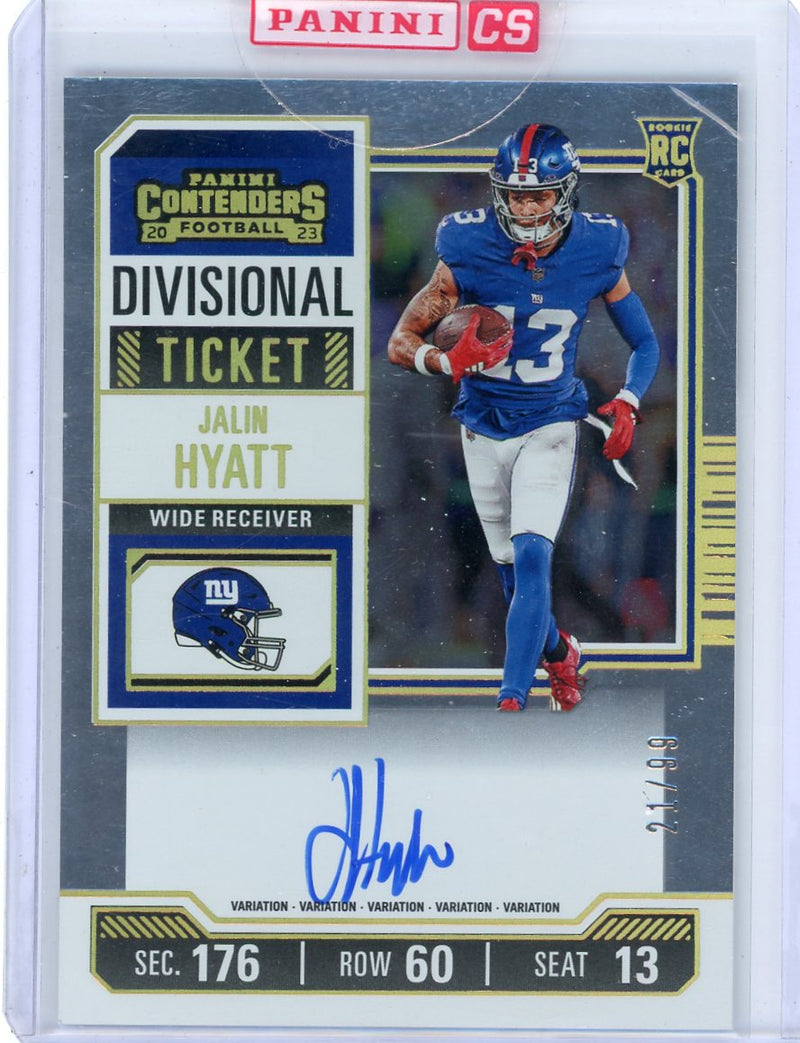 Jaylin Hyatt 2023 Panini Contenders Football Divisional Ticket Rookie Autograph 