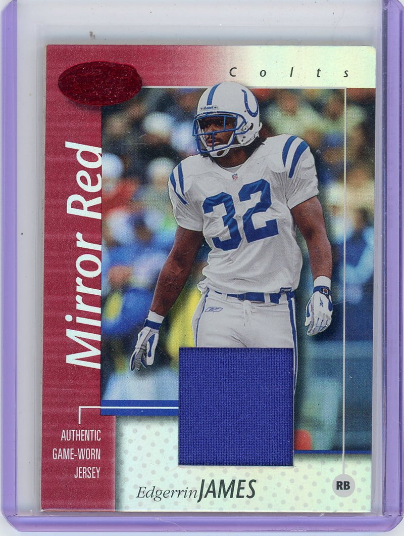 Edgerrin James 2002 Donruss Leaf Certified Mirror Red auth. game-used jersey relic 