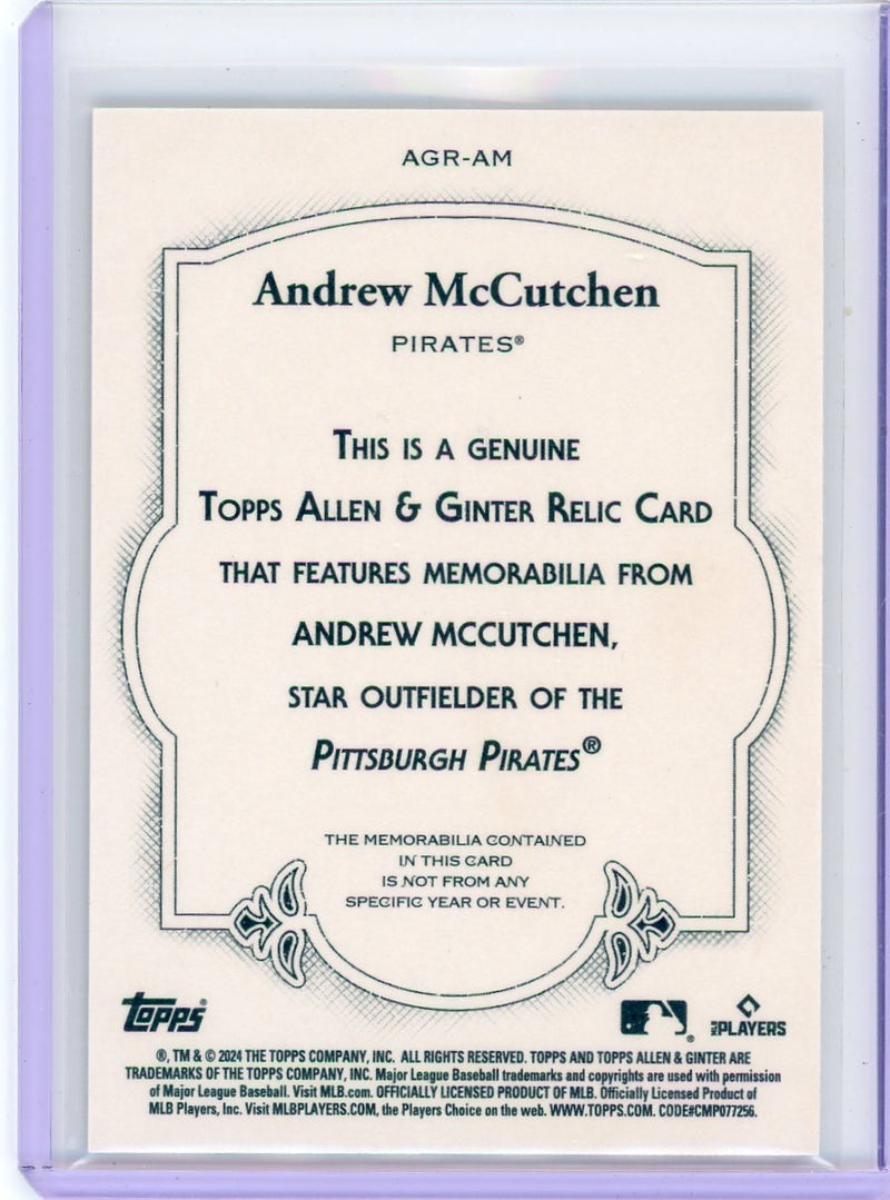 Andrew McCutchen 2024 Topps Allen & Ginter game-used bat relic