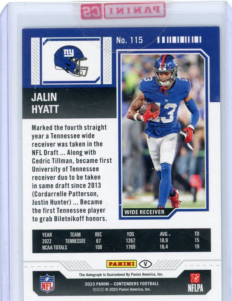 Jaylin Hyatt 2023 Panini Contenders Football Divisional Ticket Rookie Autograph 