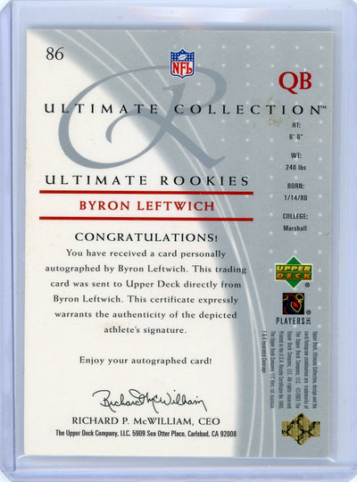 Byron Leftwich 2003 Upper Deck Ultimate Collection autograph rookie card #'d 170/250