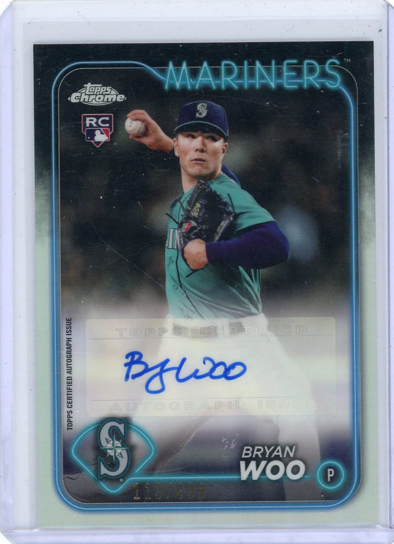 Bryan Woo 2024 Topps Chrome Rookie Autograph Refractor 