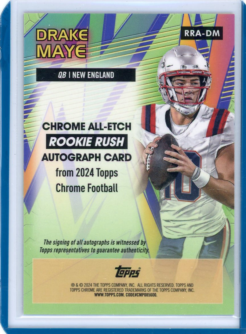 Drake Maye 2024 Topps Chrome All-Etch Rookie Rush Yellow Autograph 