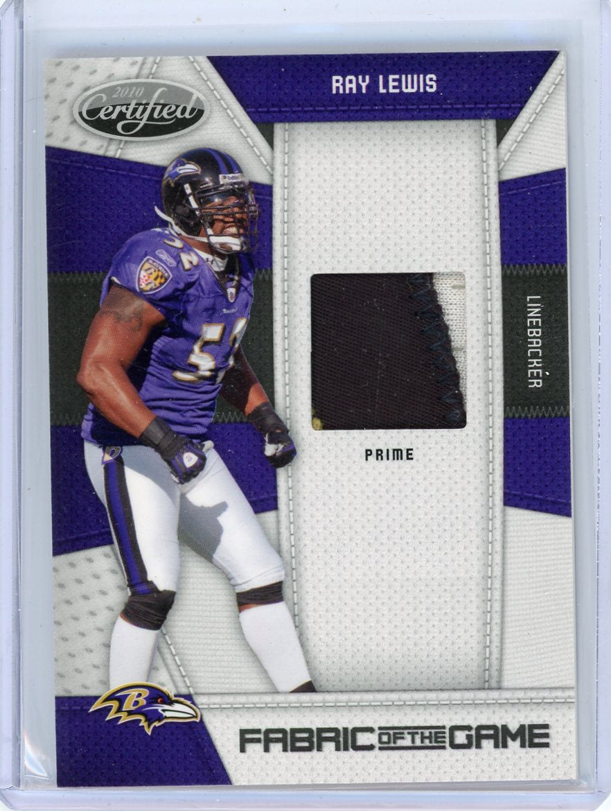 Ray Lewis 2010 Panini Certified Fabric of the Game Prime auth. game-used jersey relic #'d 08/50