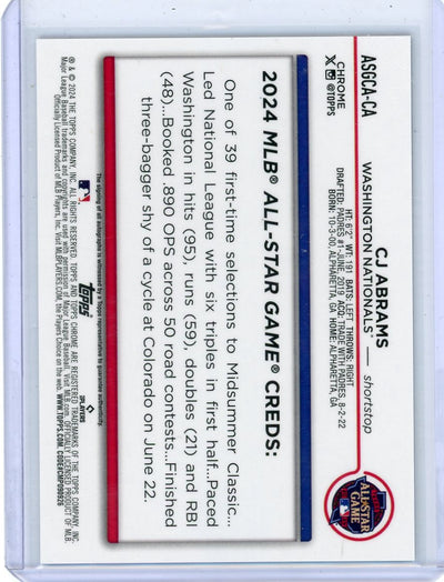 CJ Abrams 2024 Topps Chrome Update All Star Game Autograph