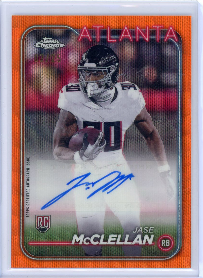 Jase McClellan 2024 Topps Chrome Rookie Autograph Orange Wave 