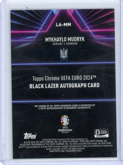 Mykhaylo Mudryk 2024 Topps Chrome UEFA Euro Black Lazer autograph