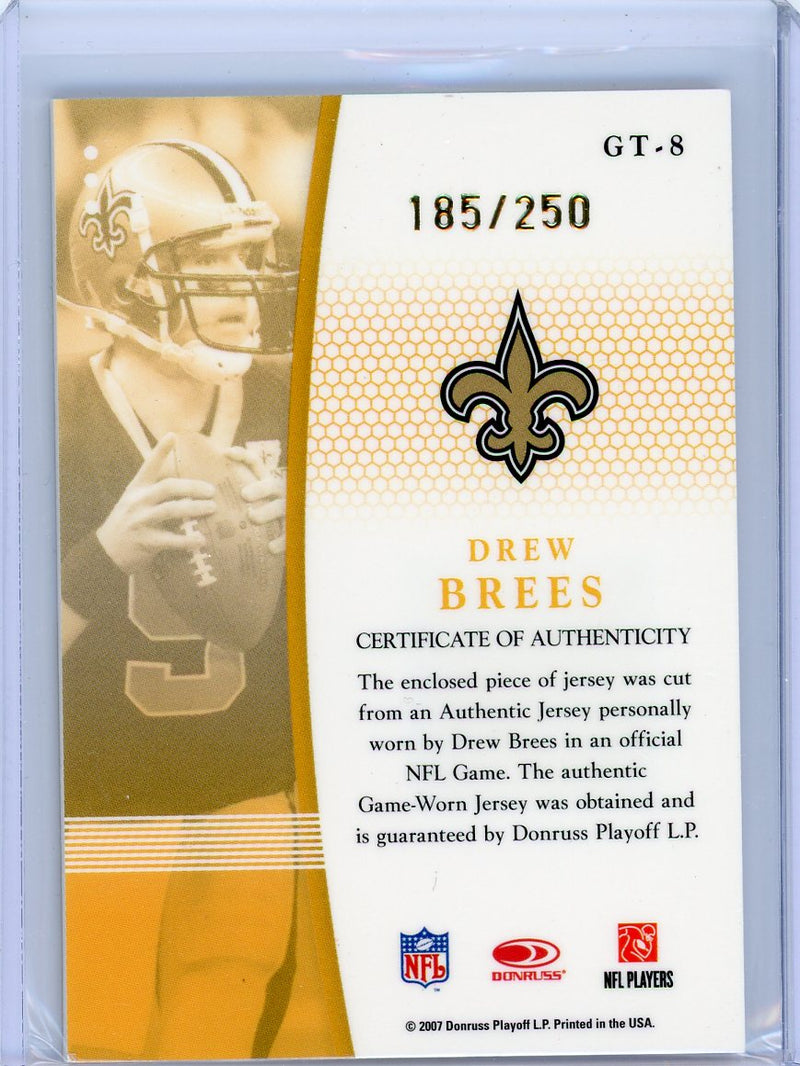 Drew Brees 2007 Donruss Certified Materials Gold auth. game-used jersey relic 