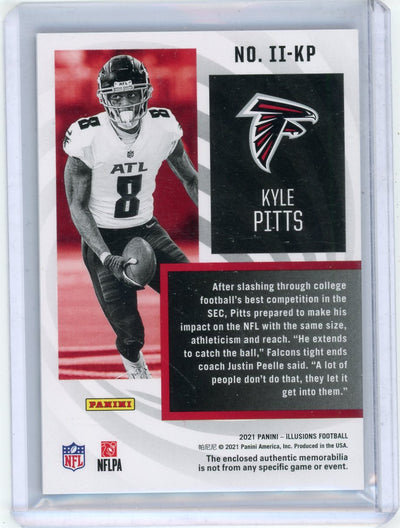 Kyle Pitts 2021 Panini Illusions Instant Impact jersey relic rookie card