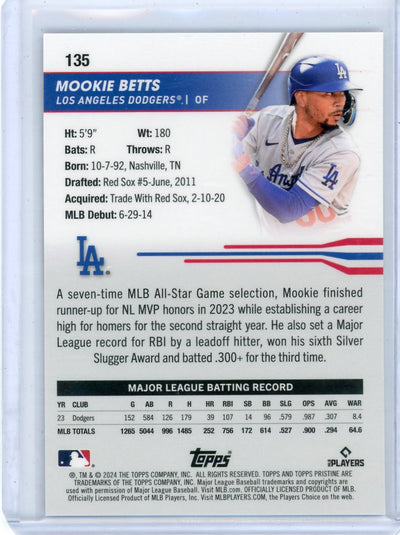 Mookie Betts 2024 Topps Pristine Red Refractor #'d 4/5