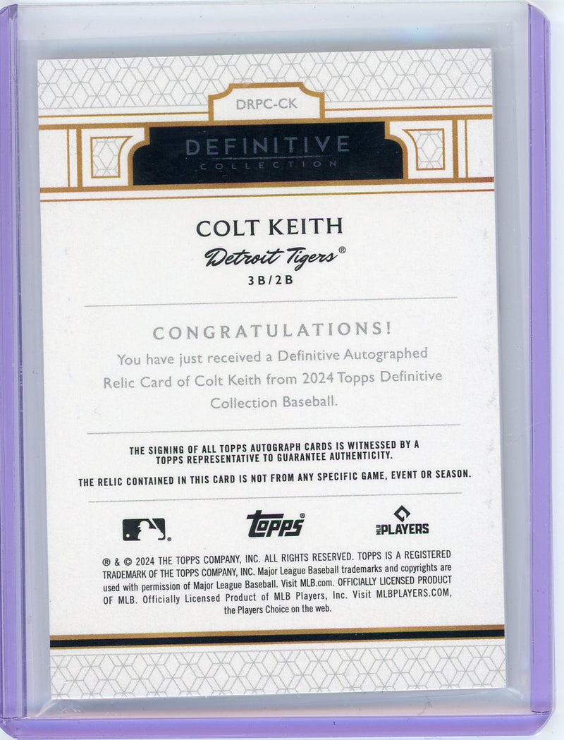 Colt Keith 2024 Topps Definitive Collection Autograph Relic rookie card 