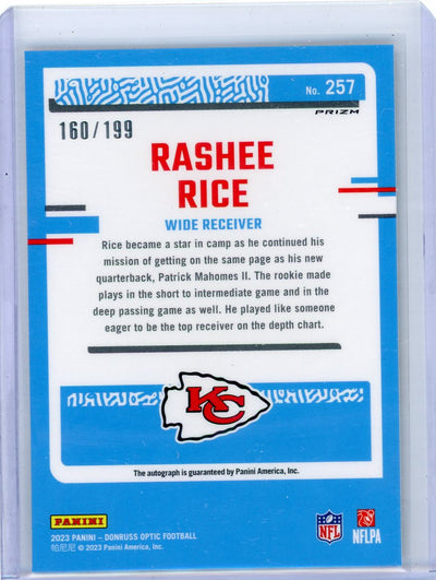 Rashee Rice 2023 Donruss Optic Rated Rookie Autograph #'d 160/199