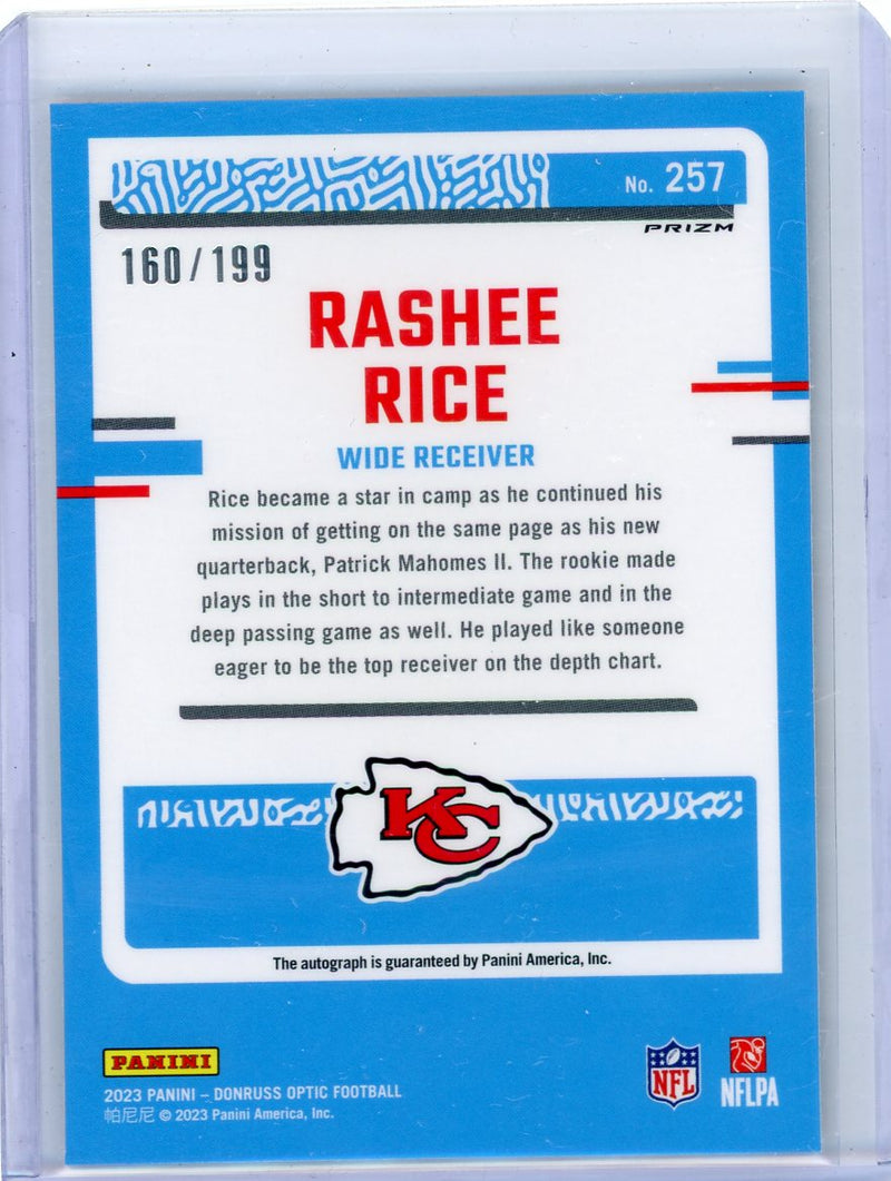 Rashee Rice 2023 Donruss Optic Rated Rookie Autograph 