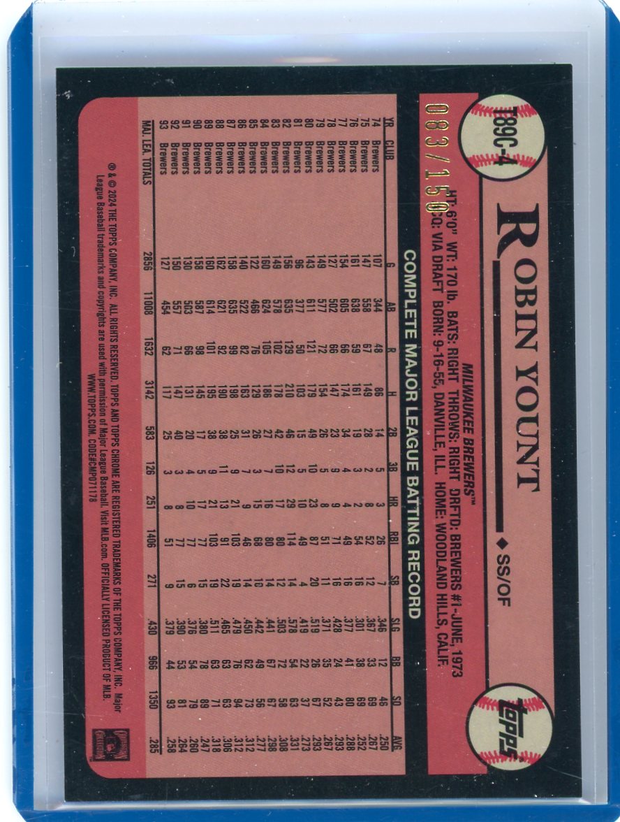 Robin Yount 2024 Topps Chrome 35th Anniversary blue mojo ref. #'d 083/150