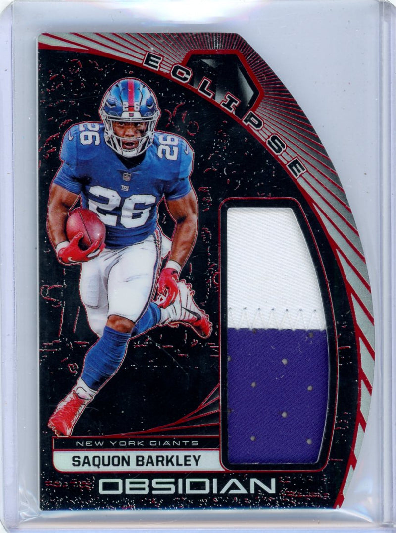 Saquon Barkley 2019 Panini Obsidian Eclipse relic die-cut 