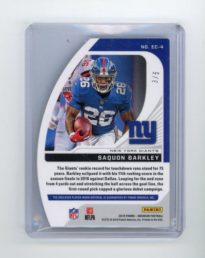 Saquon Barkley 2019 Panini Obsidian Eclipse relic die-cut #'d 3/5