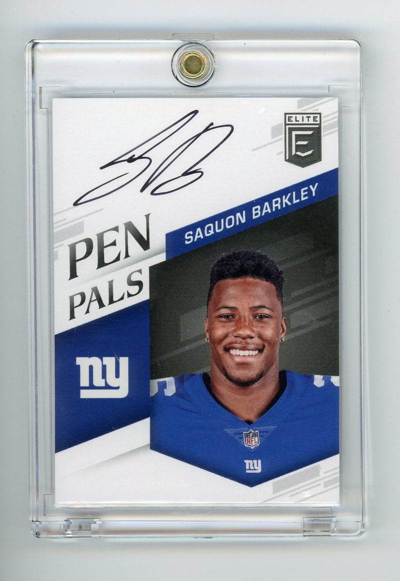 Saquon Barkley 2018 Panini Donruss Elite Pen Pals autograph rookie card