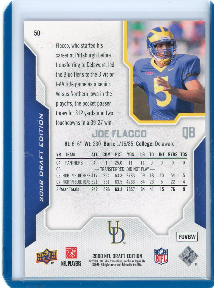Joe Flacco 2008 Upper Deck NFL Draft Edition rookie card #'d 017/175