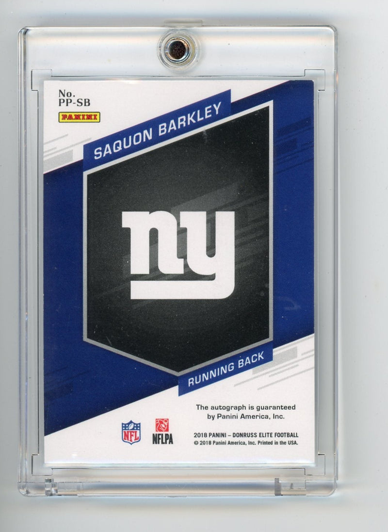 Saquon Barkley 2018 Panini Donruss Elite Pen Pals autograph rookie card