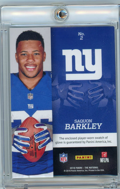 Saquon Barkley 2018 Panini The National glove relic rookie card #'d 09/25