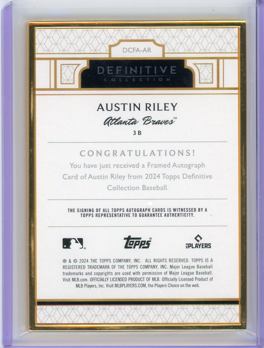 Austin Riley 2024 Topps Definitive Collection Framed Autograph #'d 04/30