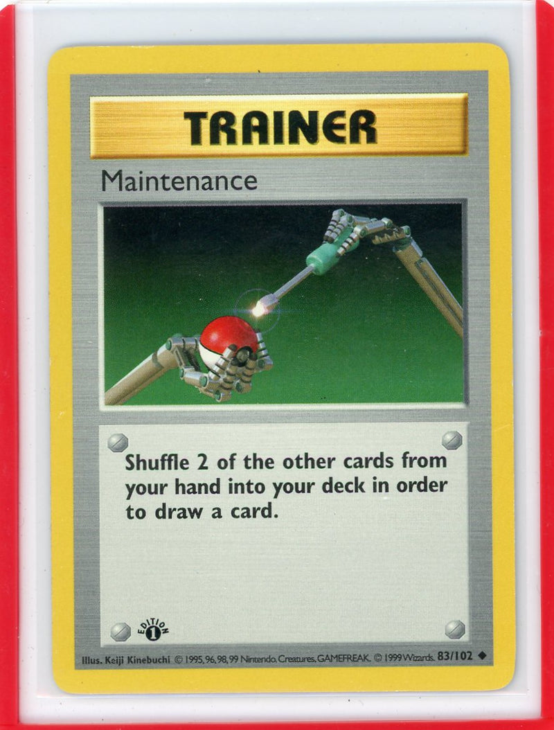 Maintenance Trainer 1999 Pokemon Base Set 1st Edition non holo 83/102