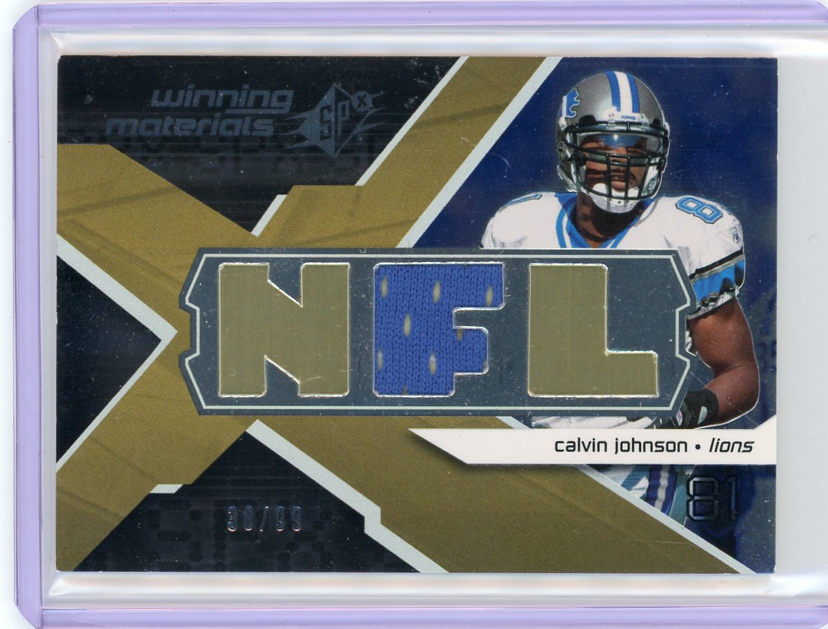 Calvin Johnson 2008 Upper Deck SPX Winning Materials relic #'d 38/99