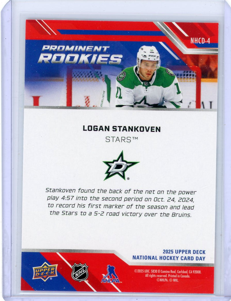 Logan Stankoven 2024-25 Upper Deck National Hockey Card Day Prominent Rookies