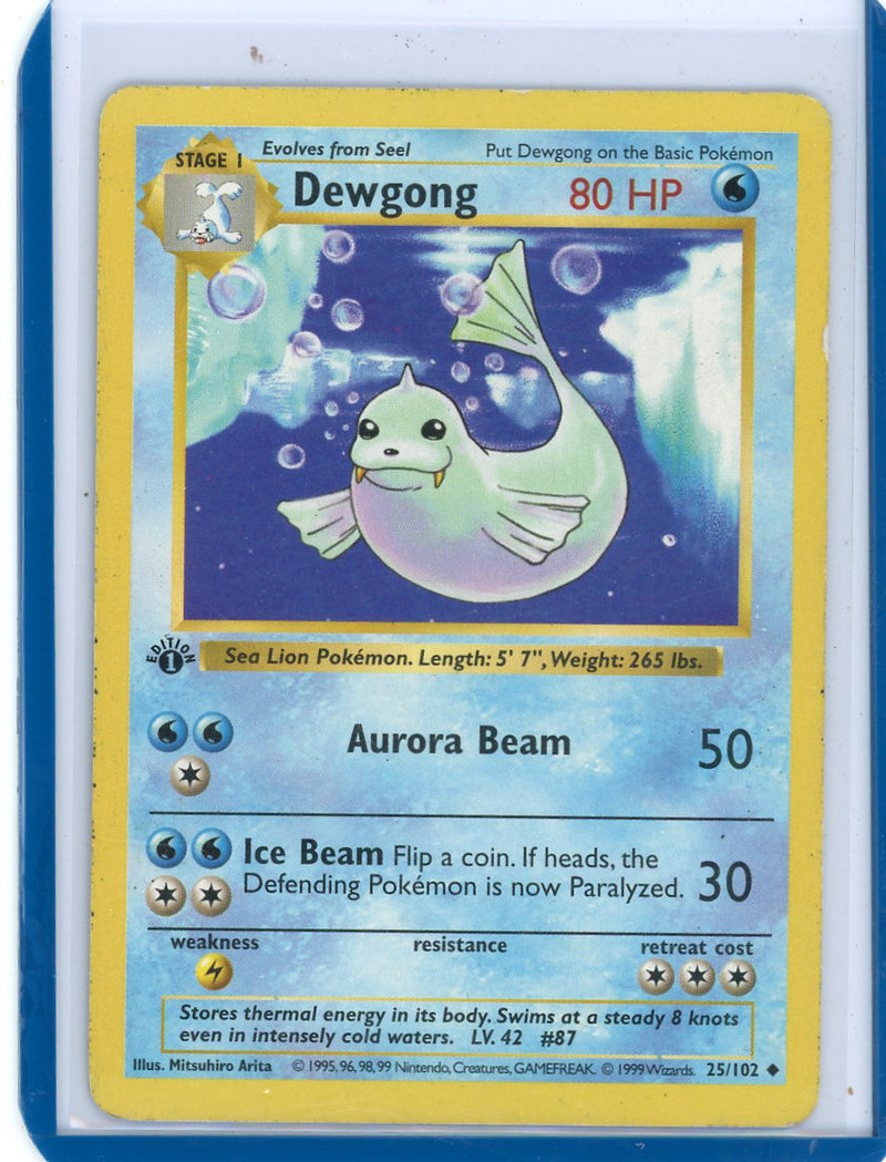 Dewgong 1999 Pokemon Base Set 1st Edition Shadowless non holo 25/102