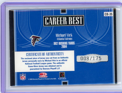 Michael Vick 2005 Donruss Playoff Elite Career Best Game Used Patch #'d 008/175