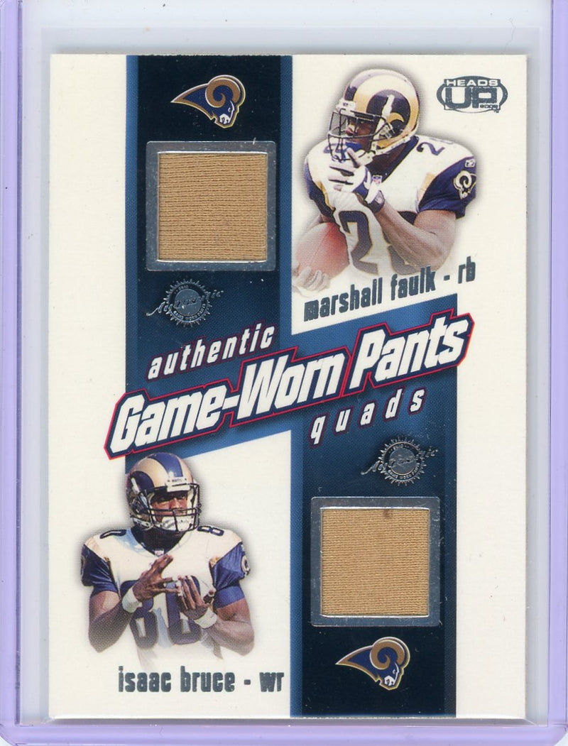 Isaac Bruce Marshall Faulk Torry Holt Kurt Warner 2002 Pacific auth. game-used pants quad relic