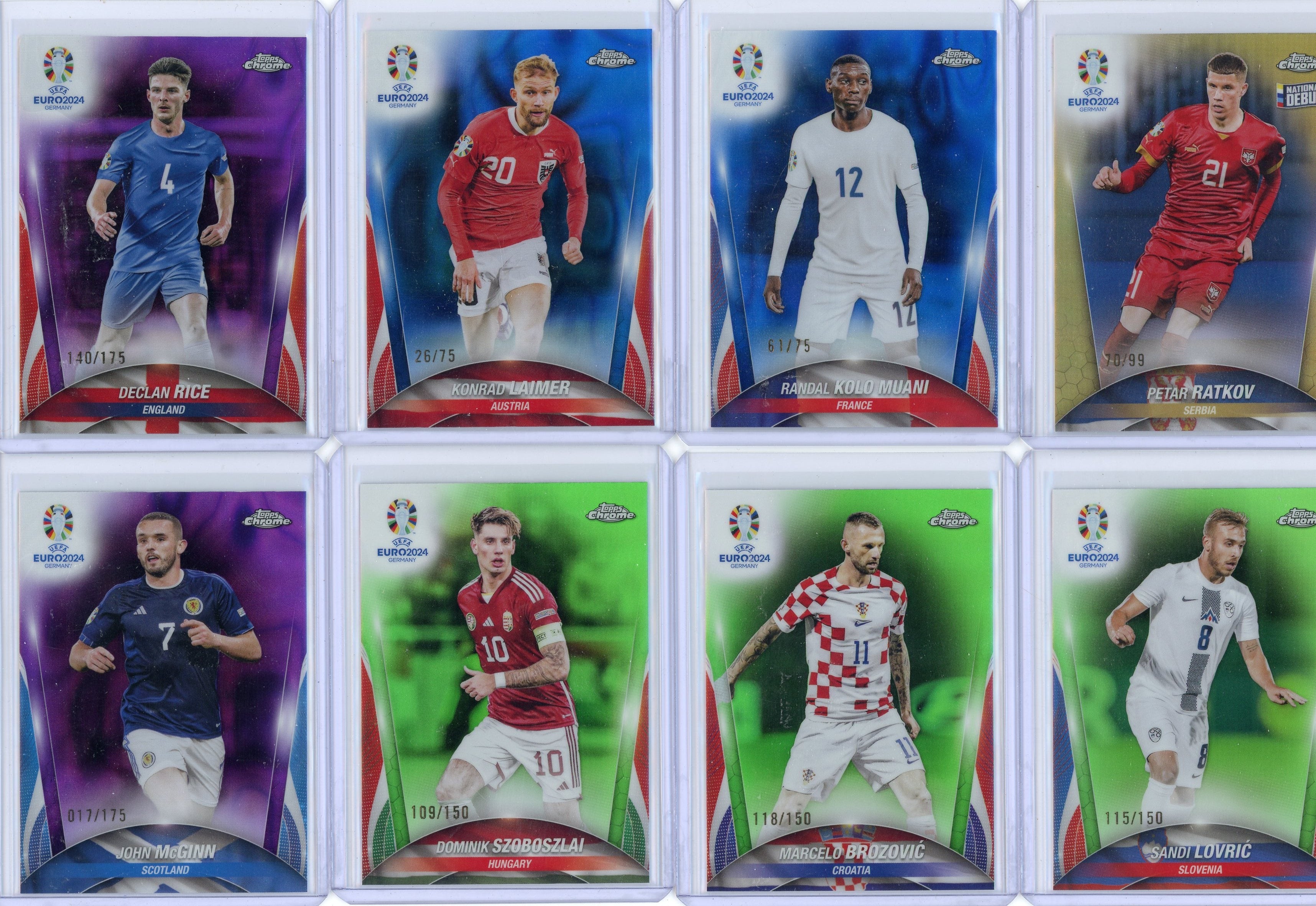 2024 Topps Chrome UEFA Euro 15-card lot #'d /75, /99, /125, /150, /175, /199