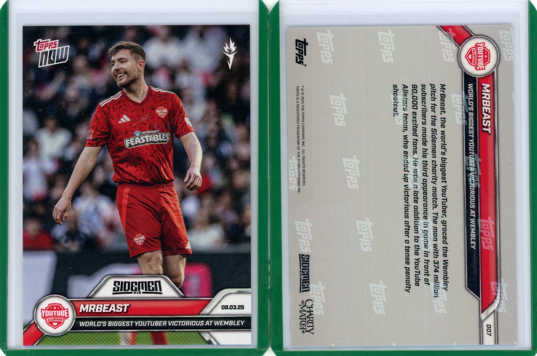 MrBeast - 2025 Sidemen Charity Match Topps NOW® Card