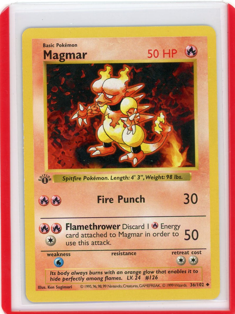 Magmar 1999 Pokemon Base Set 1st Edition Shadowless non holo 36/102