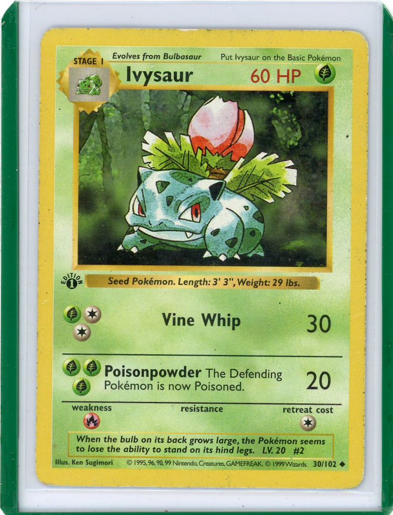 Ivysaur 1999 Pokemon Base Set 1st Edition Shadowless non holo 30/102 HP