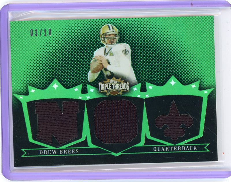 Drew Brees 2007 Topps Triple Threads triple relic emerald 