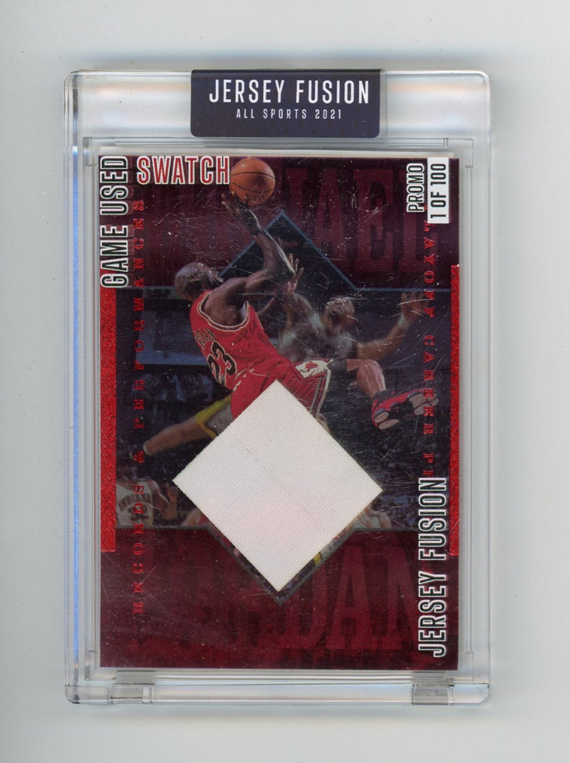 Michael Jordan 2021 Jersey Fusion game-used swatch promo /100